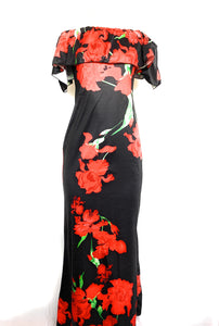 Women’s Maxi, Sunflower, Floral Print 3/4 Sleeve Maxi Long Beach, Bohemian Dress
