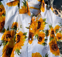 Load image into Gallery viewer, Men’s Sunflower, Floral, V-Neck Button Front Pocket T-Shirt