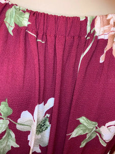 Women’s off shoulder long sleeve wine floral print jumpsuit stretchy