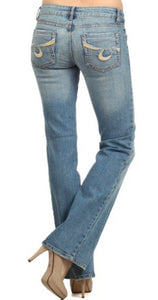 Women’s bell bottom denim jeans stretchy comfortable flared leg