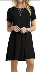 Solid 3/4 sleeve dress simple comfortable