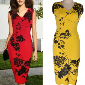 Womens Red Dress With Flower Print