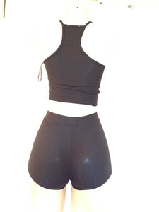 Racer back crop top and shorts set - Ribbed knit Top and bottoms