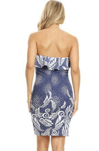 Load image into Gallery viewer, Strapless bodycon tube dress with ruffle layer detail detail at neckline