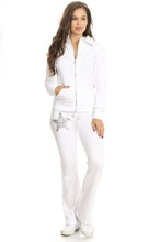 Load image into Gallery viewer, Activewear set with embellishment details comes with zip up jacket, flared pants