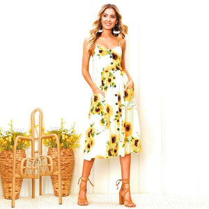 Sunflower boho dress perfect for summer,spring,casual great quality ships out of