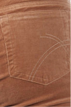 Load image into Gallery viewer, Solid flared corduroy pants back pocket embellished