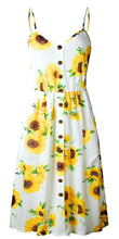 Load image into Gallery viewer, Womens Boho, Beach, Casual, Sunflower Mid Dress With Pockets