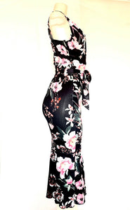 Women’s bodycon dress sleeveless casual elegant ruffles floral dress