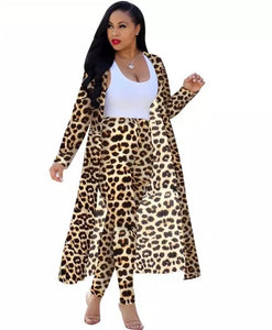 Women’s Two Piece Cheetah Cardigan Pants Set