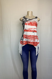 Women’s American Flag Printed Top With Side Strips