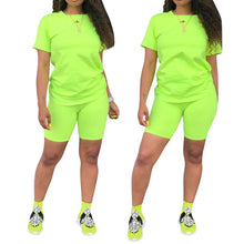 Load image into Gallery viewer, Women’s Two piece set top and biker shorts bottoms