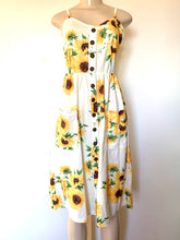 Load image into Gallery viewer, Womens Boho, Beach, Casual, Sunflower Mid Dress With Pockets