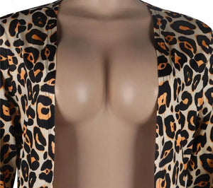 Women’s Two Piece Cheetah Cardigan Pants Set