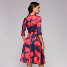 Load image into Gallery viewer, Women’s 3/4 sleeve floral midi dress great fabric stretchy comfortable