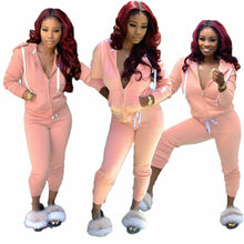 Load image into Gallery viewer, Womens Two Piece Tracksuit, Set, Yoga, Workout, Running, Casual, Hoodie Pants Set