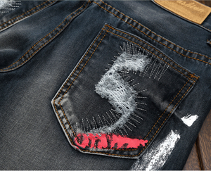 Men's Distressed Artistic popular fashion jeans